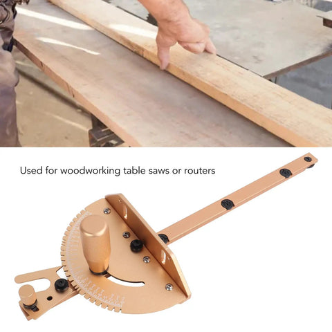 Heavy Duty Aluminum Miter Gauge With Integrated Track Stop And Etched Scale Ruler Delivers Dead On Angles And Knockout Grip for precise angle cuts.