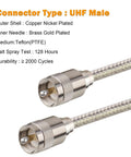 CB Coax Cable 18ft RG8X Mini 8 Stranded Core UHF PL259 Male To Male Low Loss Antenna Cable 50 Ohm connectors close-up