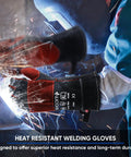 16 Inch Heat Resistant Welding Gloves For Welders, Thick Leather Work Gloves With 1000F Protection, Black Red Large
