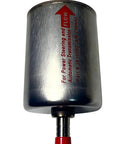Three Eighths Inch Magnetic Inline Automatic Transmission And Power Steering Filter Replacement, metal housing, with red caps