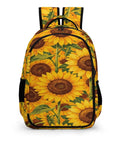 Front view of the Dense Sunflower Repeat Printed Backpack For Everyday Carry Unisex Large Capacity Daypack With Durable Zipper.