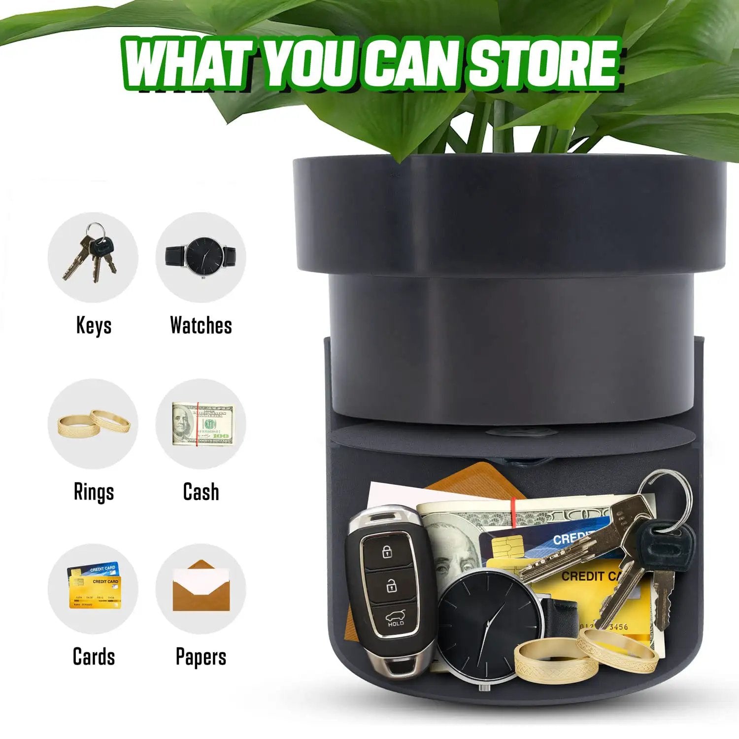 Flower Pot Diversion Safe With Key Lock Hidden Vault