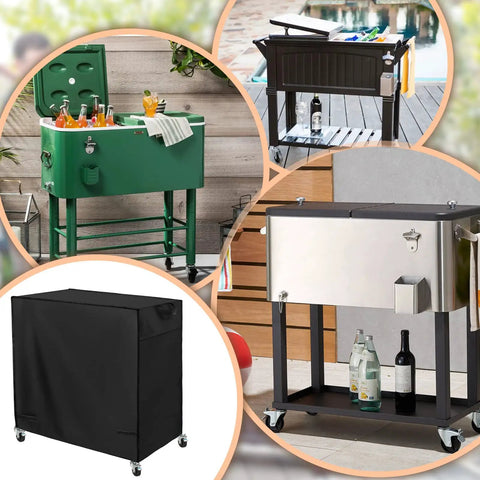 Patio cooler cart cover fits most 80 quart rolling carts waterproof and dustproof outdoor shield for outdoor bar carts