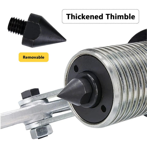Close-up of the thickened thimble on the Heavy Duty Hydraulic Gear Puller With Manual Hand Pump For Wheels And Stuck Bearings 50 Ton Split Jaw Setup.