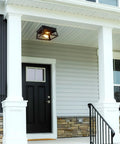 Industrial Square Flush Mount Ceiling Light For Porch Kitchen Hallway And Entry Modern Black Rustic 2 Light Fixture