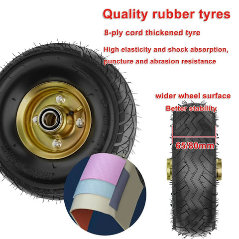 Heavy Duty Industrial Swivel Caster Wheels, Badass Rubber Replacement Tires For Workbenches And Rolling Carts, close-up of puncture resistant rubber tire.