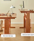 Fully Adjustable Standing Desk With Two Spacious Drawers And Ergonomic Sit Stand Design Smooth Glide Solid Wood Surface No Sweat Boss Level Home Office Setup showing 18cm wide table legs and stable support.