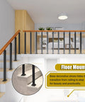 Step Up Your Game With These Next Level Wrought Iron Railing Spindles, Heavy Duty Floor Mount Posts in indoor staircase.