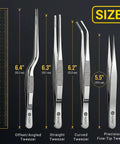 Four Piece Garden Tweezers Set Six Point Three Inch Long Plant Tweezers For Succulents Bonsai And Cactus Gardening Stainless Steel Multi Purpose Seed Tweezers For Kitchen Crafts Aquarium Reptile Terrarium Comes With Premium Storage Bag, size chart