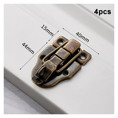 Four Pack Vintage Iron Toggle Hasp Latches With Screws For Rustic Cabinets And Small Furniture, size 44mm x 40mm on white surface