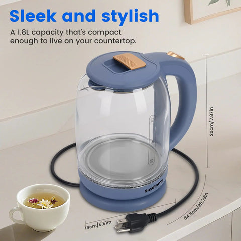 Glass Electric Kettle With No Plastic Contact With Water 1.8L Borosilicate Glass Teapot for Fast Boil