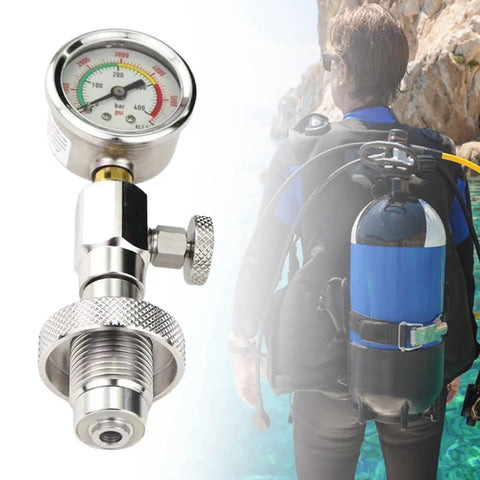 Yoke Tank Pressure Gauge For Scuba Diving Stainless Steel Compact Regulator Intermediate Pressure Checker With Vent Bleed Valve
