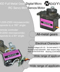 Four Pack MG90D Full Metal Gear Digital Micro Servo Motors 180 Degree Travel High Torque RC Servo packaging and components details