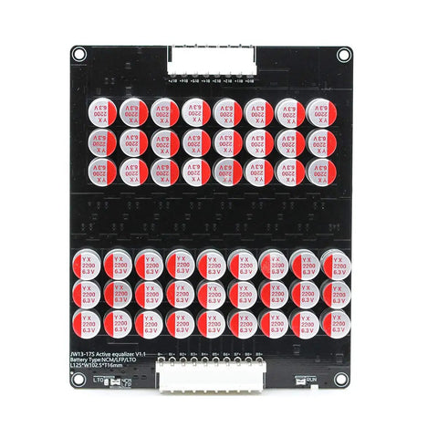 Heavy Duty Active Equalizer Balancer Module for 13S 14S 15S 16S 17S Lithium Batteries with capacitors and connectors.