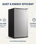 Spare Your Square Footage 3.2 Cubic Foot Upright Freezer In Classic Silver with quiet operation and low-noise compressor.
