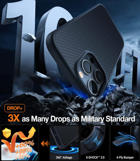 Shockproof IPhone 14 Pro Max Case With Military Grade Drop Protection And 360 Degree Airbag Defense Slim Hard Back Cover In Black Semi Clear 6 7 Inch Kevlar Guardian Series for durability illustration