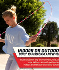 Person using Kid Friendly Beaded Jump Rope For Exercise Segmented Beaded Rope Shatterproof Durable Outdoor Rope Lightweight And Tangle Free Adjustable 7ft Jump Rope For Fitness Training At Home Gym Or Park in outdoor setting