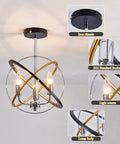 Three Light Farmhouse Dope Vintage Chandelier With Industrial Chrome Matte Finish E12 Base Semi Flush Mount Ceiling Light Fixture