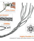 3/16 Inch 500 Ft Stainless Steel Wire Rope 304 7x19 for Deck Cable Railing Balustrades Clotheslines and Zip Lines