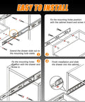Heavy Duty Metal Drawer Slides Set Of Two 13.5 Inch Rails For Cabinets And Dressers Smooth Two Way Extension Rustproof Steel Construction Built To Last Easy Glide Fit For Replacing Old Drawer Guides installation diagram