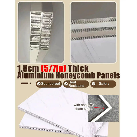 1.8cm thick Aluminum Honeycomb Panels showing soundproof and heat resistant features for Custom Size Lockable Aluminum Access Door Panel Recessed Inspection Door Drywall Ready Rock Solid Honeycomb Build Heat Resistant Sound Dampening Badass Protection 1 Piece.