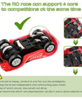 Red car from Epic Slot Car Race Track Set with 23 Foot Track, 4 Cars, showing underside and assembly details.