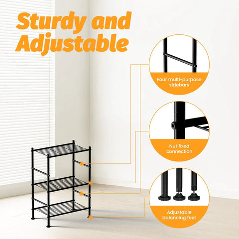 Compact 3 Tier Metal Wire Shelving Rack With Adjustable Leveling Feet And Sweet Heavy Duty Steel Build Legit Top Shelf Space Saving Shelf Organizer Go To Gear For Tiny Bathrooms Closets Or Home Garages Slick Modular Layout Lets You Link Extra Crates For