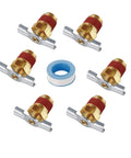 Six Piece Drainage Valve With Wing Nut Handle For 1/4 NPT Inlet, Brass Wing Style Tank Drain Cock For Air Compressors And Tanks