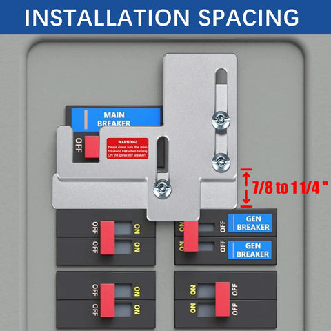 Generator Interlock Kit For 150 And 200 Amp Siemens Or Murray Panels, 7/8 To 1 1/4 Inches Spacing installation view