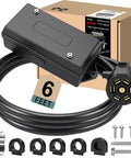 Beefy 7 Pin Trailer Wiring Harness Kit 6 Feet With Waterproof Junction Box, Heavy Duty 7 Way Trailer Cord Pigtail shown with connectors