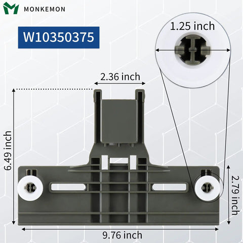 Two Pack Top Rack Replacement For Dishwashers With 1.25 Inch Wheels W10350375 Upgrade Upper Rack Dimensions Diagram