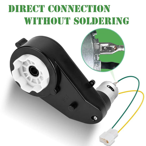 Two Pack 12V Powered Wheels Motors Upgrade Gearbox for Kids Ride On Cars, RS550 Drive Engine, direct connection wiring