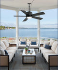 42 Inch Outdoor Ceiling Fan With Light And Remote, IP65 Waterproof Outdoor Hanging Fan For Gazebo Patio Porch Garage
