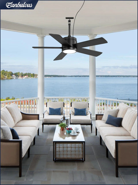 42 Inch Outdoor Ceiling Fan With Light And Remote, IP65 Waterproof Outdoor Hanging Fan For Gazebo Patio Porch Garage