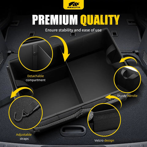 Car Trunk Organizer 65L Collapsible with Lid for SUV Auto Truck and Van Durable Oxford Fabric Non Slip Bottom Adjustable Straps