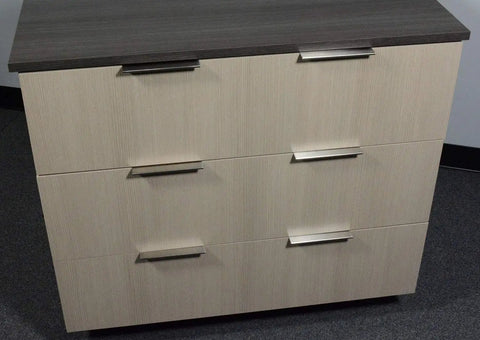 Cabinet with 6 Inch Back Mount Finger Edge Pull Handle in Brushed Nickel, lightweight aluminum, for furniture upgrade.
