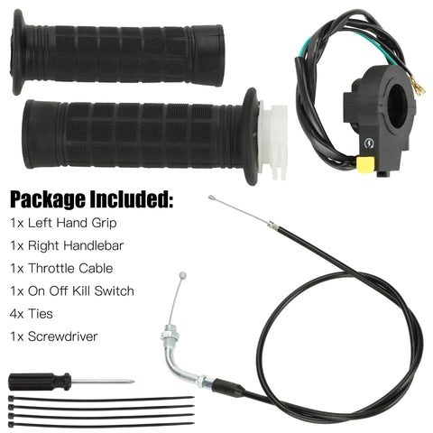 Twist Throttle Cable And Grip Assembly For Two Stroke 49Cc 50Cc 66Cc 80Cc 100Cc Gas Motorized Bicycles With Seven Eighths Inch Handlebar Fitment 22mm Easy Replacement Bike Part