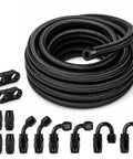 Top Tier 6AN Fuel Line Kit With 20 Ft Nylon Braided Hose And Heavy Duty Aluminum Fittings Plus Clamps For Universal Gas And Diesel Transfer Across Most Cars Without Leaks Or Drips To Keep Your Ride Runnin Smooth.. coiled 20 ft braided hose with aluminum fittings and clamps