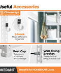 Close-up of accessories for 35.9 Inch 5 Tier Heavy Duty Garage Shelving Unit With Adjustable Metal Racks Water Resistant Laminated Shelves