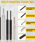 23 Piece Roll Pin Punch Set With Hammer And Bench Block for Mechanics featuring multi-function steel punches