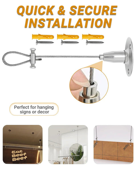 Heavy Duty 4 Pack Ceiling Rod Supports, 59 Inch Adjustable Stainless Steel Brackets For L Shaped, quick installation graphic.