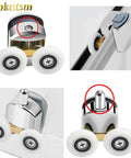 8 Piece Shower Door Rollers Set With 25mm Sliding Door Wheels For Curved Glass Doors 4 To 6mm Thick Upper And Lower Runners