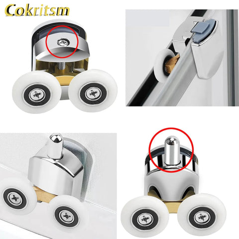 8 Piece Shower Door Rollers Set With 25mm Sliding Door Wheels For Curved Glass Doors 4 To 6mm Thick Upper And Lower Runners