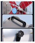 Close-up of Badass 20 Inch Industrial Floor Fan Water Cooled Air Blower showing the handle and speed control knobs.