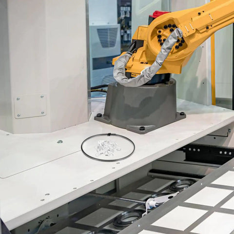 Premium Nichrome Heating Element For Heat Sealing Machines Silver Replacement Strip on machine table with robotic arm.