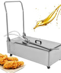 Heavy Duty 370W Stainless Steel Mobile Deep Fryer Oil Filter Cart With 55L Capacity And Fast 12L Min Pumping Speed For Restaurants, showcasing oil drainage.
