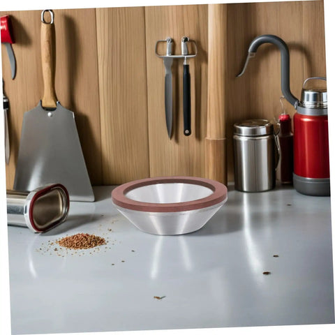 Mm Bowl Shape Diamond Grinding Wheel Cup Abrasive Tool For Angle Grinder on a workshop counter with metal tools.