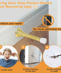 Spring Door Stoppers 12 Pack Wall Protectors For Inside Doors With 6 Rubber Bumpers Gold Finish Elastic Steel Spring Design Keeps Doors From Slamming Dents Ideal For Home And Office installed on baseboard