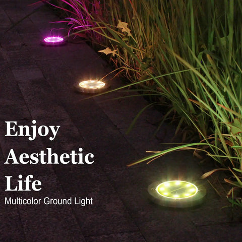 Solar Ground Lights 8 Pack Multicolor LED Pathway Lights For Outdoor Garden And Lawn, Color Changing Landscape Stakes