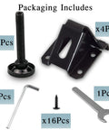 Heavy Duty Adjustable Leveling Feet 4 Pack Black Furniture Levelers With Hex Key Adjustment For Couches Cabinets Benches And Shelves, includes 4 feet, hex key, screw and wrench.